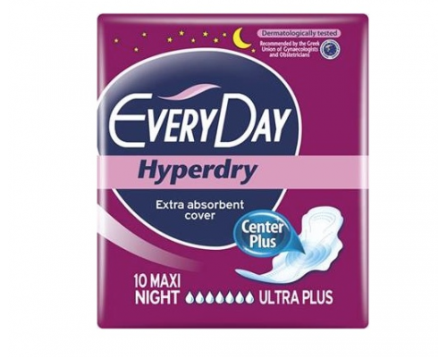 EveryDay Hyperdry Center Plus, Σερβιέτες Maxi Night Ultra Plus, 10τμχ. EveryDay Hyperdry Center Plus, Σερβιέτες Maxi Night Ultra Plus, 10τμχ.
