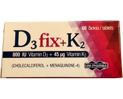 Uni-Pharma D3 Fix 800iu + K2 45mg, 60tabs Uni-Pharma D3 Fix 800iu + K2 45mg, 60tabs
