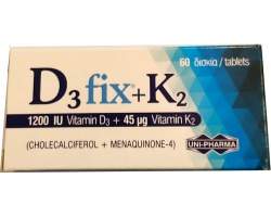 Uni-Pharma D3 Fix 1200iu + K2 45mg, 60tabs Uni-Pharma D3 Fix 1200iu + K2 45mg, 60tabs