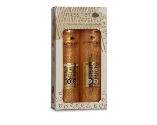 Messinian Spa Premium Line Shower Gel Royal Jelly & Helichrysum Αφρόλουτρο με Bασιλικό πολτό και Eλίχρυσο 300ml & Σαμπουάν για Αναδόμηση και Λάμψη 300ml Messinian Spa Premium Line Shower Gel Royal Jelly & Helichrysum Αφρόλουτρο με Bασιλικό πολτό και Eλίχρυσο 300ml & Σαμπουάν για Αναδόμηση και Λάμψη 300ml