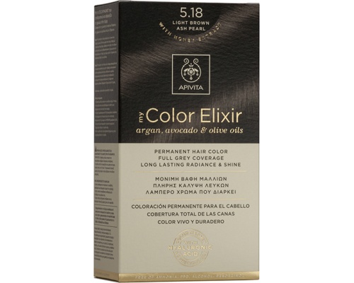 Apivita My Color Elixir Μόνιμη Βαφή Μαλλιών No 5.18 Καστανό ανοιχτό σαντρέ περλέ 1 τεμάχιο