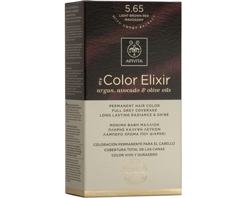 Apivita My Color Elixir No 5.65 Μόνιμη Βαφή Μαλλιών Καστανό ανοιχτό κόκκινο μαονί 1 τεμάχιο  Apivita My Color Elixir No 5.65 Μόνιμη Βαφή Μαλλιών Καστανό ανοιχτό κόκκινο μαονί 1 τεμάχιο