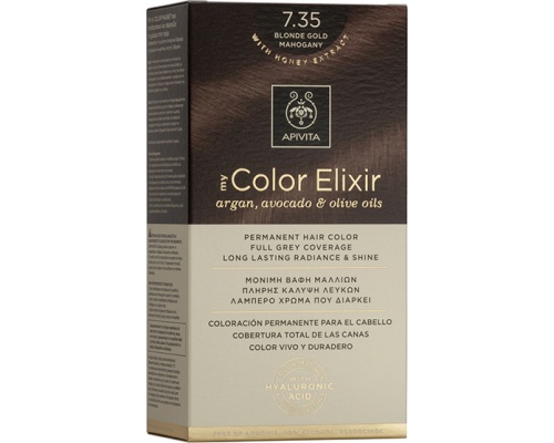 Apivita My Color Elixir No 7.35 Μόνιμη Βαφή Μαλλιών Ξανθό Μελί Μαονί, 1 τεμάχιο  Apivita My Color Elixir No 7.35 Μόνιμη Βαφή Μαλλιών Ξανθό Μελί Μαονί, 1 τεμάχιο