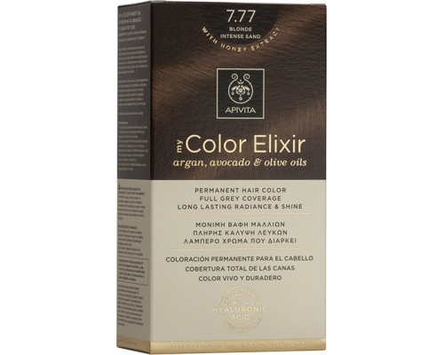 Apivita My Color Elixir No 7.77 Μόνιμη Βαφή Μαλλιών Ξανθό Έντονο Μπεζ, 1 τεμάχιο  Apivita My Color Elixir No 7.77 Μόνιμη Βαφή Μαλλιών Ξανθό Έντονο Μπεζ, 1 τεμάχιο