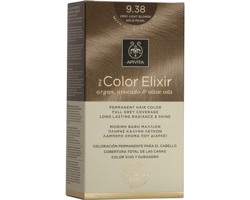 Apivita My Color Elixir No 9.38 Μόνιμη Βαφή Μαλλιών Ξανθό Πολύ Ανοιχτό Μελί Περλέ, 1 τεμάχιο Apivita My Color Elixir No 9.38 Μόνιμη Βαφή Μαλλιών Ξανθό Πολύ Ανοιχτό Μελί Περλέ, 1 τεμάχιο