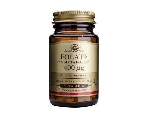  Solgar Folate 400μg (as Metafolin)Συμπλήρωμα Διατροφής με Φολικό Οξύ, 50 tabs  