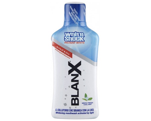 BLANX White Shock Instant White Mint Mouthwash Στοματικό διάλυμα που λευκαίνει  500ml  BLANX White Shock Instant White Mint Mouthwash Στοματικό διάλυμα που λευκαίνει  500ml