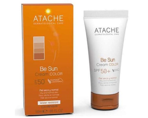 Atache BE SUN CREAM COLOR  SPF50+ Υψηλή αντηλιακή προστασία και αντιγηραντική φροντίδα προσώπου με χρώμα , 50ml