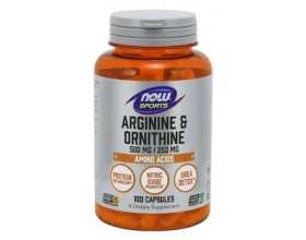Now Foods Sports L-Arginine 500mg & Ornithine 250mg, Συμπλήρωμα Διατροφής που απελευθερώνει την αυξητική ορμόνη και βοηθά στην ανδρική υπογονιμότητα, 100 κάψουλες
