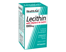 Health Aid Lecithin 1000mg with Vitamin E & CoQ10 Συμπλήρωμα Διατροφής με Λεκιθίνη για Λιπόλυση και Αύξηση Ενέργειας, 30 δισκία 