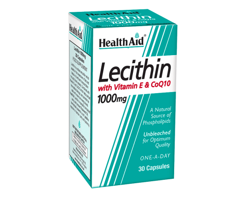 Health Aid Lecithin 1000mg with Vitamin E & CoQ10 Συμπλήρωμα Διατροφής με Λεκιθίνη για Λιπόλυση και Αύξηση Ενέργειας, 30 δισκία  Health Aid Lecithin 1000mg with Vitamin E & CoQ10 Συμπλήρωμα Διατροφής με Λεκιθίνη για Λιπόλυση και Αύξηση Ενέργειας, 30 δισκία