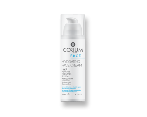 Corium 	 Hydrating Face Cream Ενυδατική κρέμα προσώπου 24ωρης ενυδάτωσης για λιπαρούς / μεικτούς τύπους δέρματος 50ml  Corium 	 Hydrating Face Cream Ενυδατική κρέμα προσώπου 24ωρης ενυδάτωσης για λιπαρούς / μεικτούς τύπους δέρματος 50ml