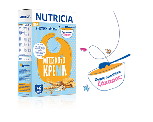 NUTRICIA Μπισκοτόκρεμα Βρεφική Κρέμα από τον 6ο μήνα Χωρίς Προσθήκη Ζάχαρης 250gr   