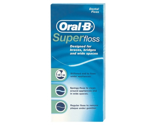 Oral-B Super Floss  Μεσοδόντιο Οδοντικό Νήμα, με Σκληρό άκρο, 50m  1 τμχ