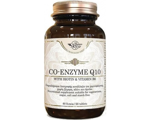 Sky Premium Life Co Enzyme Q10 with Biotin & Vitamin B6 Συμπλήρωμα διατροφής υψηλής ποιότητας που περιέχει το Συνένζυμο CoQ10, βιταμίνη Β6 και Βιοτίνη  60 ταμπλέτες  