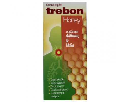 Uni-pharma Trebon Honey Σιρόπι για το Ξηρό Βήχα και τον Πονόλαιμο 100ml 
