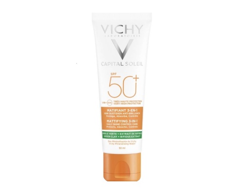 Vichy Capital Soleil Mattifying 3in1 Daily Shine Control Care SPF50+ Αντηλιακή Κρέμα Προσώπου Κατά της Λιπαρότητας, 50ml Vichy Capital Soleil Mattifying 3in1 Daily Shine Control Care SPF50+ Αντηλιακή Κρέμα Προσώπου Κατά της Λιπαρότητας, 50ml