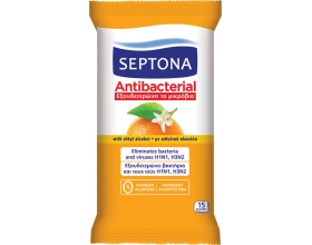 SEPTONA Αντιβακτηριδιακά Υγρά Μαντηλάκια Άνθος Πορτοκαλιού, 15τμχ