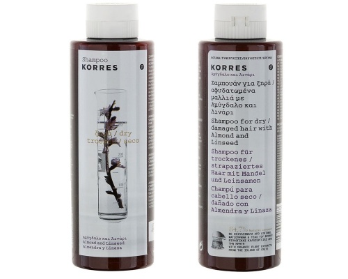Korres 1+1 ΔΩΡΟ  Shampoo με Αμύγδαλο & Λινάρι Σαμπουάν Ενυδατώνει & θρέφει σε Βάθος, προλαμβάνει το Σπάσιμο & αναδομεί την Τρίχα 2*250ml  