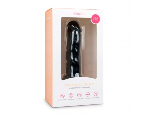 EasyToys Realistic Dildo Φλεβικός Δονητής με βεντούζα Χρώμα Μαύρο, 1τμχ EasyToys Realistic Dildo Φλεβικός Δονητής με βεντούζα Χρώμα Μαύρο, 1τμχ