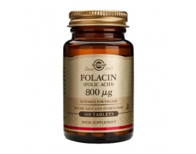 Solgar Folacin (Folic Acid) 800ug Φυλλικό οξύ,Βοηθάει στην αξιοποίηση των πρωτεϊνών, στον σχηματισμό του αίματος & στη μείωση της βλαπτικής ομοκυστεΐνης 100 ταμπλέτες