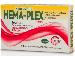 Nature's Plus Hema Plex Σίδηρος, αντιμετώπιση αναιμίας  30 ταμπλέτες  Nature's Plus Hema Plex Σίδηρος, αντιμετώπιση αναιμίας  30 ταμπλέτες