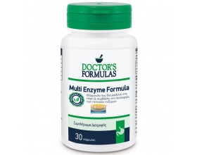Doctor's Formulas Multi Enzyme Formula Συμπλήρωμα διατροφής που περιέχει μείγμα πεπτικών ενζύμων που διευκολύνουν την πέψη των πρωτεϊνών, 30caps 