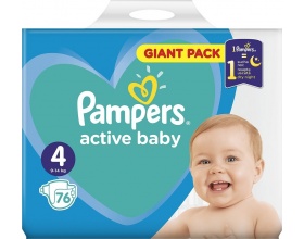 Pampers Πάνες Active Baby Μέγεθος 4 Giant Pack 9-14Kg, 76 Πάνες.