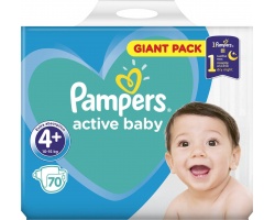 Πανες Pampers Active Baby Giant Pack, Νο4+ 10-15kg, 70 τεμ.