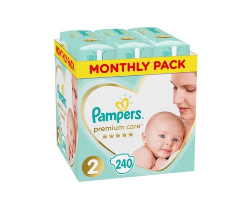 Pampers, Premium Care Monthly Box No 2 4-8kg, Βρεφικές Πάνες, 240τμχ.
