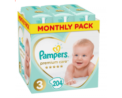 Pampers, Premium Care Monthly Box, No 3 6-10Kg, Βρεφικές Πάνες, 204τμχ.