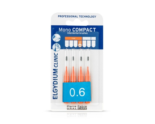 ELGYDIUM Clinic Mono Compact 0.6 Μεσοδόντια βουρτσάκια χρώμα Πορτοκαλί 4τεμ.   ELGYDIUM Clinic Mono Compact 0.6 Μεσοδόντια βουρτσάκια χρώμα Πορτοκαλί 4τεμ.