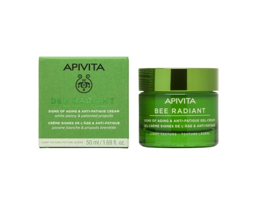 Apivita Bee Radiant Peony Light Texture, Κρέμα-Gel για Σημάδια Γήρανσης & Ξεκούραστη Όψη Ελαφριάς Υφής με λευκή παιώνια & πρόπολη 50ml