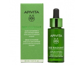 Apivita Bee Radiant Serum Peony, Ορός Ενεργοποίησης Λάμψης για Ξεκούραστη Όψη με λευκή παιώνια & πρόπολη 30ml 