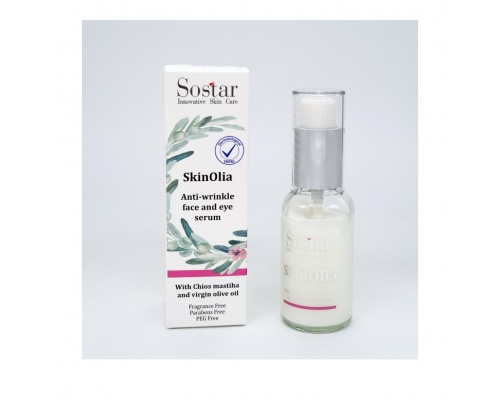 Sostar " Μαστίχα Χίου"  Αντιρυτιδικός Ορός Προσώπου Και Ματιών Με Έλαιο Ελιάς ,30 ml Sostar " Μαστίχα Χίου"  Αντιρυτιδικός Ορός Προσώπου Και Ματιών Με Έλαιο Ελιάς ,30 ml