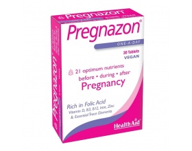 Health Aid Pregnazon Συμπλήρωμα διατροφής για όλα τα στάδια της εγκυμοσύνης 30 ταμπλέτες  Health Aid Pregnazon Συμπλήρωμα διατροφής για όλα τα στάδια της εγκυμοσύνης 30 ταμπλέτες