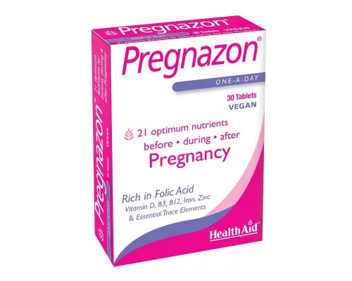 Health Aid Pregnazon Συμπλήρωμα διατροφής για όλα τα στάδια της εγκυμοσύνης 30 ταμπλέτες  Health Aid Pregnazon Συμπλήρωμα διατροφής για όλα τα στάδια της εγκυμοσύνης 30 ταμπλέτες