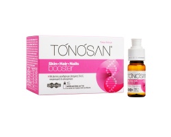 Uni-Pharma TONOSAN Skin - Hair - Nails Booster συμπλήρωμα διατροφής για την ενίσχυση και διατήρηση της υγιούς κατάστασης του δέρματος, των μαλλιών  και των νυχιών 15 φιαλίδια μίας δόσης  