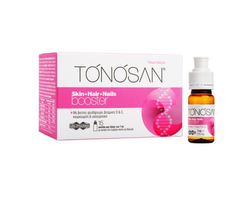 Uni-Pharma TONOSAN Skin - Hair - Nails Booster συμπλήρωμα διατροφής για την ενίσχυση και διατήρηση της υγιούς κατάστασης του δέρματος, των μαλλιών  και των νυχιών 15 φιαλίδια μίας δόσης   Uni-Pharma TONOSAN Skin - Hair - Nails Booster συμπλήρωμα διατροφής για την ενίσχυση και διατήρηση της υγιούς κατάστασης του δέρματος, των μαλλιών  και των νυχιών 15 φιαλίδια μίας δόσης