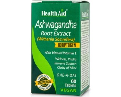 Health Aid Ashwagandha Root Extract Συμπλήρωμα διατροφής με εκχύλισμα ρίζας Ginseng ,με φυσική βιταμίνη Ε 60 ταμπλέτες  Health Aid Ashwagandha Root Extract Συμπλήρωμα διατροφής με εκχύλισμα ρίζας Ginseng ,με φυσική βιταμίνη Ε 60 ταμπλέτες