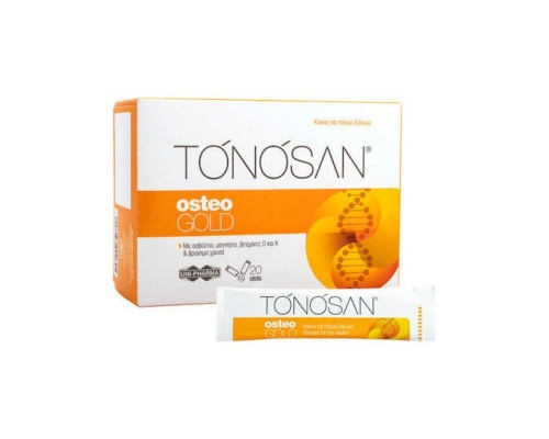Uni-Pharma TONOSAN osteoGOLD Συμπλήρωμα Διατροφής ειδικά σχεδιασμένο ώστε να ενισχύει και να διατηρεί τη φυσιολογική κατάσταση των οστών  20 sticks  Uni-Pharma TONOSAN osteoGOLD Συμπλήρωμα Διατροφής ειδικά σχεδιασμένο ώστε να ενισχύει και να διατηρεί τη φυσιολογική κατάσταση των οστών  20 sticks