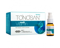 Uni-Pharma TONOSAN multi Vitamin Συμπλήρωμα Διατροφής με 10 βιταμίνες , μέταλλα & ιχνοστοιχεία 15 φιαλίδια μιας δόσης των 15 ml  