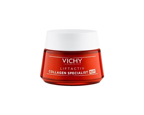 VICHY Liftactiv Collagen Specialist Night Κρέμα Νύχτας για Eπανόρθωση βαθιών ρυτίδων με πεπτίδια & ρεσβερατρόλη 50ml 