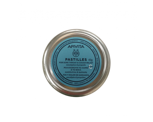 Apivita Pastilles Καραμέλες με ευκάλυπτο & πρόπολη μαλακώνουν το λαιμό & το βήχα 45gr  Apivita Pastilles Καραμέλες με ευκάλυπτο & πρόπολη μαλακώνουν το λαιμό & το βήχα 45gr