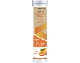 Genecom TERRA Vitamin C 1000mg + Zinc Orange Συμπλήρωμα διατροφής με βιταμίνη C 20 αναβράζοντα δισκία με γεύση πορτοκάλι 