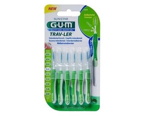 Gum 1414 Trav-ler Interdental Brush Μεσοδόντιο Βουρτσάκι 1.1mm Πράσινο 6 τεμάχια Gum 1414 Trav-ler Interdental Brush Μεσοδόντιο Βουρτσάκι 1.1mm Πράσινο 6 τεμάχια