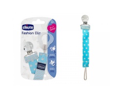 Chicco Pacifier Fashion Clip Κλιπ Πιπίλας Xρώμα Γαλάζιο 0m+, 1 τεμάχιο