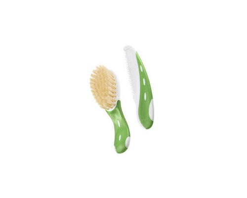 NUK Baby Brush with Comb Βρεφική βούρτσα και χτένα Χρώμα Πράσινο 10.256.236, 2τμχ NUK Baby Brush with Comb Βρεφική βούρτσα και χτένα Χρώμα Πράσινο 10.256.236, 2τμχ