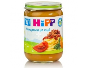 HiPP Mακαρόνια με κιμά και φρέσκια ντομάτα μετά τον 4ο μήνα, 190gr