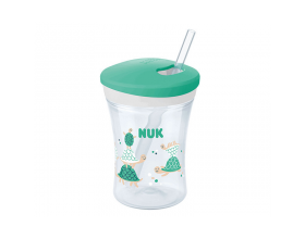 Nuk Evolution Action Cup 12+m, Εκπαιδευτικό Ποτηράκι με Καλαμάκι Χρώμα Πράσινο με Χελωνάκι, 230ml.